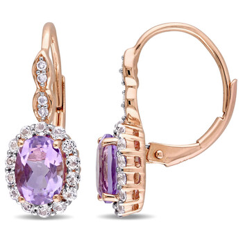 Bông tai Amour 14K Rose Gold 2 1/4 Ct Tgw Amethyst