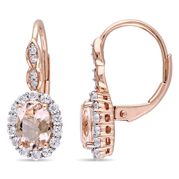 Bông tai Amour 14K Rose Gold Oval Shape 2 1/4 Ct Tgw Morganite