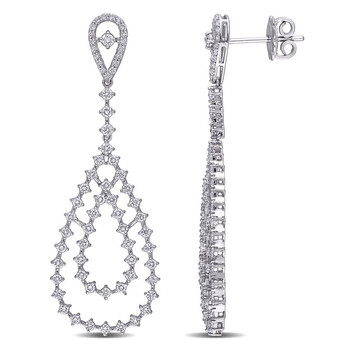 Bông tai Amour 14K White Gold 1 1/2 Ct Tdw Diamond Drop Earrings