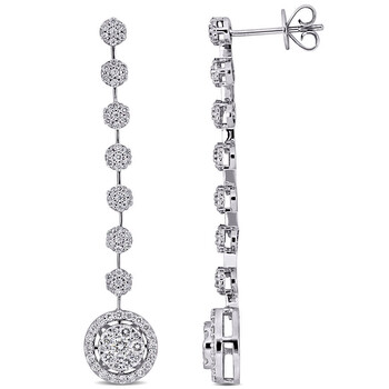 Amour 14K White Gold 1 1/8 Ct Tdw Diamond Drop Earrings 2 Bông tai Amour 14K White Gold 1 1/8 Ct Tdw Diamond Drop Earrings