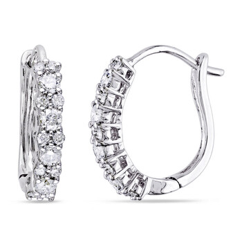 Amour 14K White Gold 1/2 Ct Tdw Diamond Hoop Earrings 1 Bông tai Amour 14K White Gold 1/2 Ct Tdw Diamond Hoop Earrings