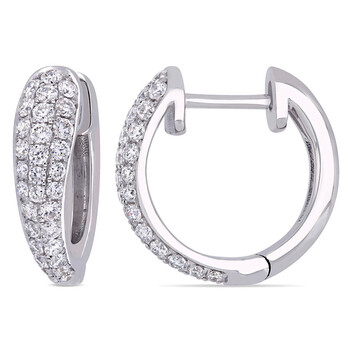 Amour 14K White Gold 1/2 Ct Tdw Diamond Triple Row Hoop Earrings 1 Bông tai Amour 14K White Gold 1/2 Ct Tdw Diamond Triple Row Hoop Earrings