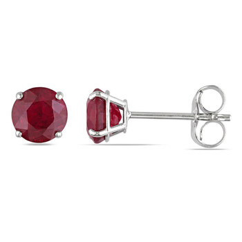 Amour 14K White Gold 1 3/8 Ct Tgw Ruby Stud Earrings 2 Bông tai Amour 14K White Gold 1 3/8 Ct Tgw Ruby Stud Earrings