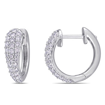 Bông tai Amour 14K White Gold 1 Ct Tdw Diamond Cluster Hoop Earrings