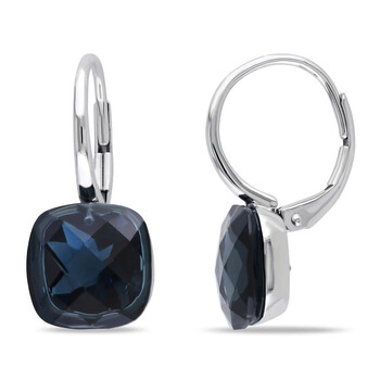 Amour 14K White Gold 10 1/2 Ct Tgw London Blue Topaz Leverback Earrings 1 Bông tai Amour 14K White Gold 10 1/2 Ct Tgw London Blue Topaz Leverback Earrings