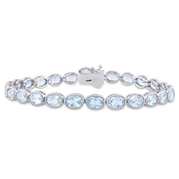 Vòng tay Amour 14K White Gold 12 3/4 Ct Tgw Sky-Blue Topaz Tennis Bracelet chính hãng