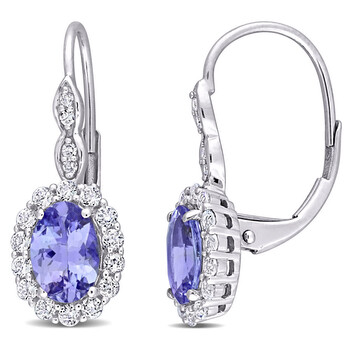 Bông tai Amour 14K White Gold 2 1/3 Ct Tgw Tanzanite