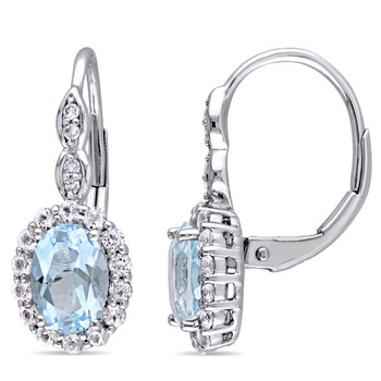 Bông tai Amour 14K White Gold 2 3/4 Ct Tgw Blue Topaz