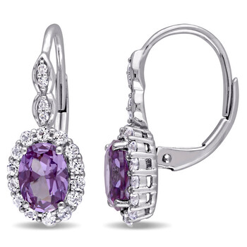 Bông tai Amour 14K White Gold 3 1/3 Ct Tgw Created Alexandrite