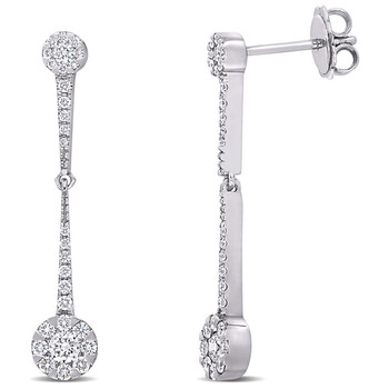 Amour 14K White Gold 3/4 Ct Tdw Diamond Drop Earrings 1 Bông tai Amour 14K White Gold 3/4 Ct Tdw Diamond Drop Earrings