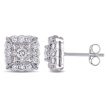 Bông tai Amour 14K White Gold 3/4 Ct Tdw Diamond Framed Stud Earrings