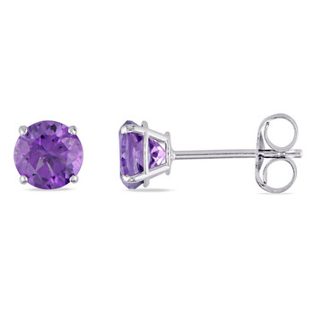 Bông tai Amour 14K White Gold 4/5 Ct Tdw Amethyst Stud Earrings