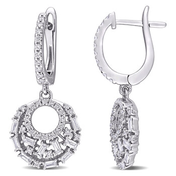 Bông tai Amour 14K White Gold 4/5 Ct Tdw Round And Parallel Baguette Diamonds Cuff Earrings