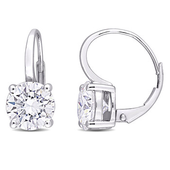 Bông tai Amour 14K White Gold 4 Ct Tgw White Created Moissanite Leverback Earrings