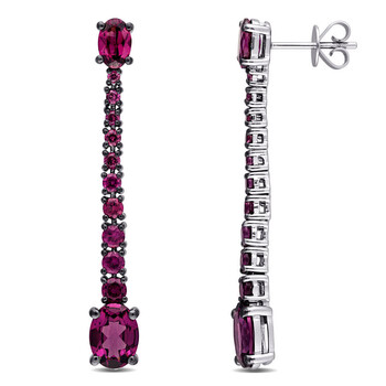 Bông tai Amour 14K White Gold With Black Rhodium Plating 5 1/10 Ct Tgw Rhodolite Drop Earrings