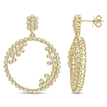 Bông tai Amour 14K Yellow Gold 1 1/3 Ct Tdw Diamond Drop Earrings