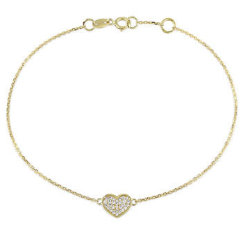 Vòng tay Amour 14K Yellow Gold 1/10 Ct Diamond Tw Link Bracelet With Chain chính hãng