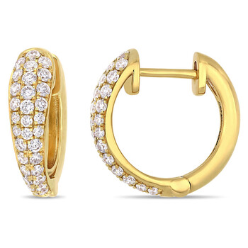 Bông tai Amour 14K Yellow Gold 1/2 Ct Tdw Diamond Triple Row Hoop Earrings