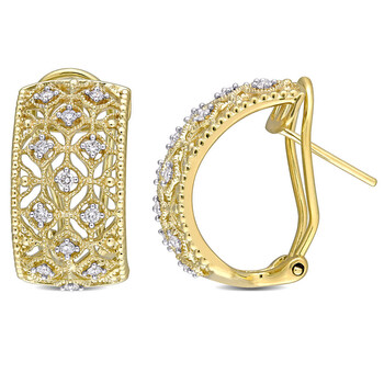 Bông tai Amour 14K Yellow Gold 1/3 Ct Tdw Diamond Lace Hoop Earrings
