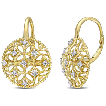 Bông tai Amour 14K Yellow Gold 1/5 Ct Tdw Diamond Lace Leverback Earrings