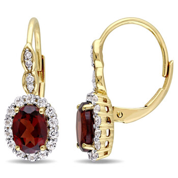 Bông tai Amour 14K Yellow Gold 2 3/4 Ct Tgw Garnet