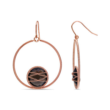 Amour 14K Pink Gold Plated Silver14Mm Round Smokey Quartz 15Ct Tgw Drop Earrings W/Fish Hook Backs 1 Bông tai Amour 14K Pink Gold Plated Silver14Mm Round Smokey Quartz 15Ct Tgw Drop Earrings W/Fish Hook Backs