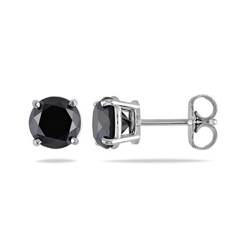 Bông tai Amour 14Kw 2Ct Tdw Black Diamond Solitaire Earrings Traditional-Basket