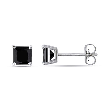 Amour 3/4 Ct Black Princess Diamond Tw Stud Earrings 14K Gold White 14K Gold White 2 Bông tai Amour 3/4 Ct Black Princess Diamond Tw Stud Earrings 14K Gold White 14K Gold White