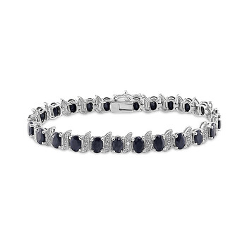 Vòng tay Amour 0.03 Ct Diamond Tw And 14 7/8 Ct Tgw Black Sapphire Bracelet Silver I3 Length (Inches): 7 chính hãng