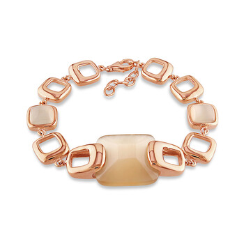 Amour 7.5" +1" Extender Link Silver Bracelet W/ 42Ct Tgw Synthetic Champagne Cat Eye & Rose Plating W/Lobster Clasp 1 Vòng tay Amour 7.5" +1" Extender Link Silver Bracelet W/ 42Ct Tgw Synthetic Champagne Cat Eye & Rose Plating W/Lobster Clasp chính hãng