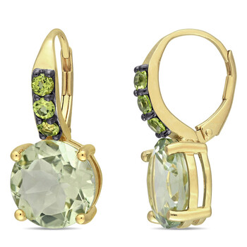 Amour Yellow Gold Plated Silver 12 3/8 Ct Green Quartz & Peridot Leverback Earrings 1 Bông tai Amour Yellow Gold Plated Silver 12 3/8 Ct Green Quartz & Peridot Leverback Earrings