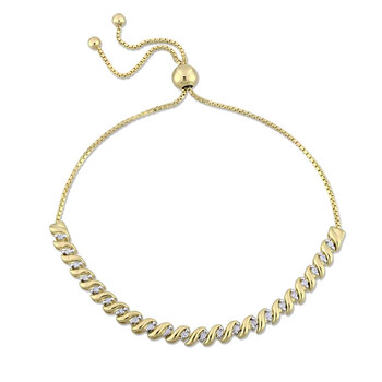 Vòng tay Amour 1/4 Ct Tw Diamond Bolo Bracelet In Yellow Plated Sterling Silver Jms004147 chính hãng