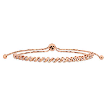 Vòng tay Amour 1/4 Ct Tw Diamond Bolo Bracelet In Rose Plated Sterling Silver Jms004148 chính hãng