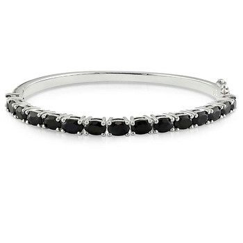 Vòng tay Amour 9-1/3 Ct Tgw Oval-Cut Black Sapphire Bangle In Sterling Silver Jms005212 chính hãng