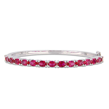 Vòng tay Amour 11-1/4 Ct Tgw Oval-Cut Created Ruby Bangle In Sterling Silver Jms005215 chính hãng