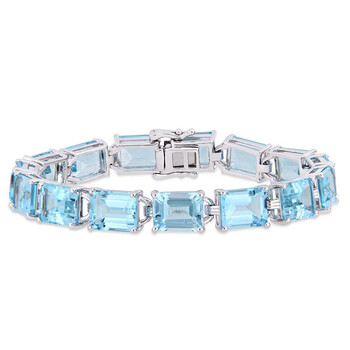 Vòng tay Amour 59 3/4 Ct Tgw Emerald-Cut Sky-Blue Topaz Tennis Bracelet In Sterling Silver Jms005225 chính hãng