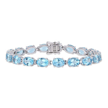 Vòng tay Amour 28 1/2 Ct Tgw Oval-Cut Sky-Blue Topaz Tennis Bracelet In Sterling Silver Jms005227 chính hãng