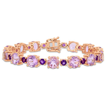 Vòng tay Amour 24 5/8 Ct Tgw Rose De France And Africa-Amethyst Tennis Bracelet In Rose Gold Plated Sterling Silver Jms005228 chính hãng