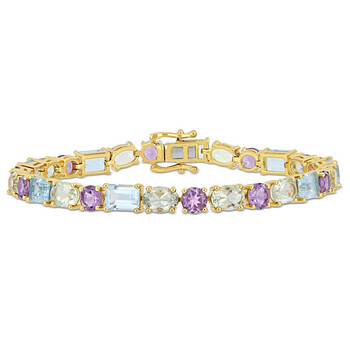 Amour 22 1/10 Ct Tgw Sky-Blue Topaz Green Amethyst And Amethyst Mosaic Tennis Bracelet In Yellow Gold Plated Sterling Silver Jms005235 1 Vòng tay Amour 22 1/10 Ct Tgw Sky-Blue Topaz Green Amethyst And Amethyst Mosaic Tennis Bracelet In Yellow Gold Plated Sterling Silver Jms005235 chính hãng