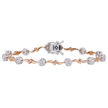 Vòng tay Amour 1 1/6 Ct Tw Diamond Stationed Tennis Bracelet In 2-Tone 14K White And Rose Gold Jms005240 chính hãng