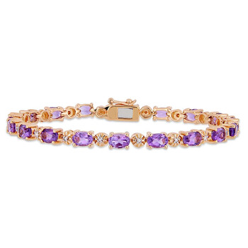 Vòng tay Amour 7-1/5 Ct Tgw Oval-Cut Amethyst And Diamond Accent Tennis Bracelet In Rose Plated Sterling Silver Jms005244 chính hãng