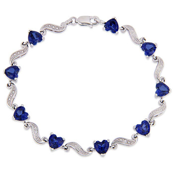 Amour 8 1/5 Ct Tgw Created Blue Sapphire And Diamond Accent Heart Link Tennis Bracelet In Sterling Silver Jms005245 1 Vòng tay Amour 8 1/5 Ct Tgw Created Blue Sapphire And Diamond Accent Heart Link Tennis Bracelet In Sterling Silver Jms005245 chính hãng