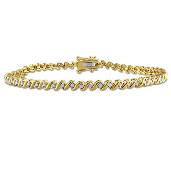 Vòng tay Amour 1/2 Ct Tw Diamond Tennis Twisted Bracelet In Yellow Silver Jms005262 chính hãng
