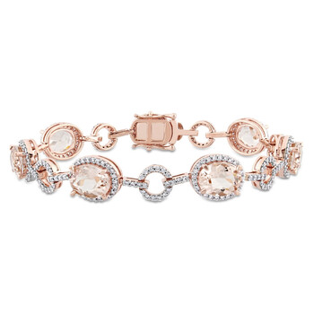 Vòng tay Amour 1.54 Ct Diamond Tw And 11 3/4 Ct Tgw Morganite Bracelet 14K Pink Gold Gh Si Length (Inches): 7 chính hãng