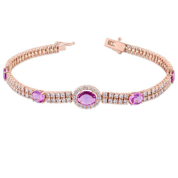 Amour 2 7/8 Ct Diamond Tw And 3 1/3 Ct Tgw Pink Sapphire - Cn Bracelet 14K Gold Pink Gh Si Length (Inches): 7 2 Vòng tay Amour 2 7/8 Ct Diamond Tw And 3 1/3 Ct Tgw Pink Sapphire - Cn Bracelet 14K Gold Pink Gh Si Length (Inches): 7 chính hãng