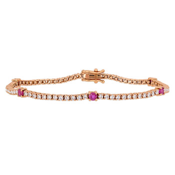 Vòng tay Amour 1 3/4 Ct Diamond Tw And 3/4 Ct Tgw Ruby-Cn Bracelet 14K Gold Pink Gh I1 Length (Inches): 7 chính hãng