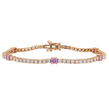 Vòng tay Amour 2 1/4 Ct Diamond Tw And 1 1/4 Ct Tgw Pink Sapphire Bracelet 14K Gold Pink Gh I1 Length (Inches): 7 chính hãng
