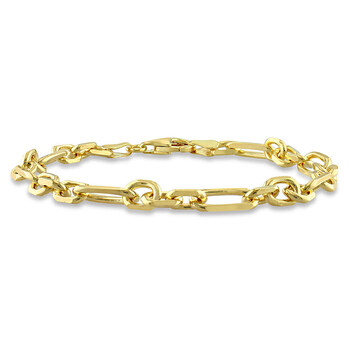 Vòng tay Amour Diamond Cut Figaro Chain Bracelet In 18K Yellow Gold Plated Sterling Silver chính hãng