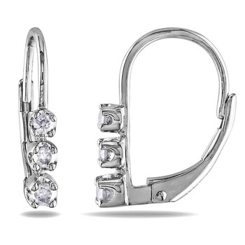 Bông tai Amour Sterling Silver 1/4 Ct Tdw Diamond Dangle Earrings