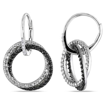 Bông tai Amour Sterling Silver 0.05 Ct Tdw Diamond Dangle Earrings